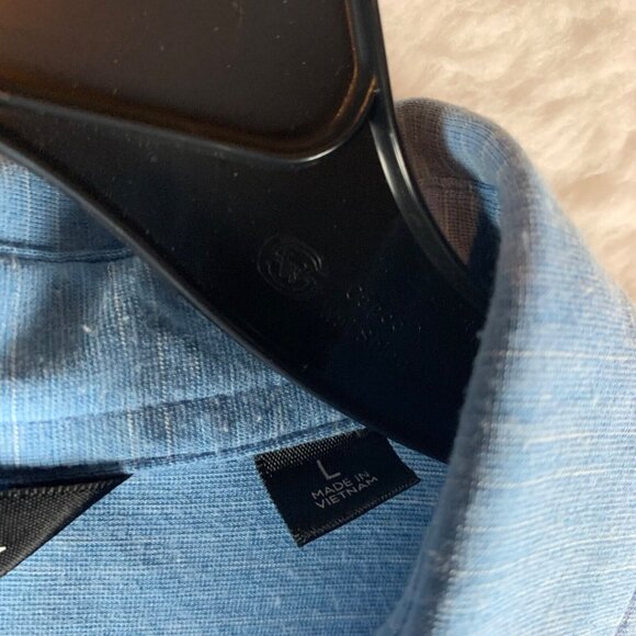 Travis Mathew Mens Blue Polyester Cotton Button Down Golf Polo Shirt Size L 9050 - Picture 3 of 13